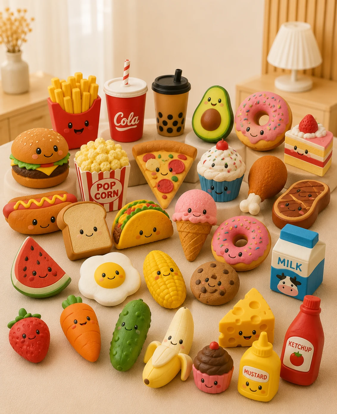Colorful food series latex pet toys
