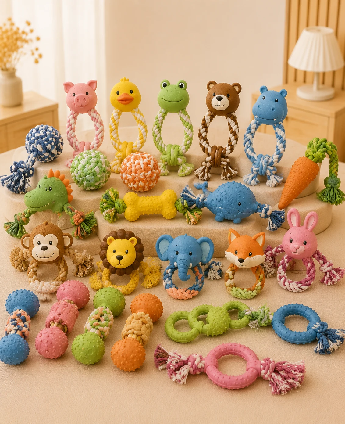 Colorful rope series latex pet toys