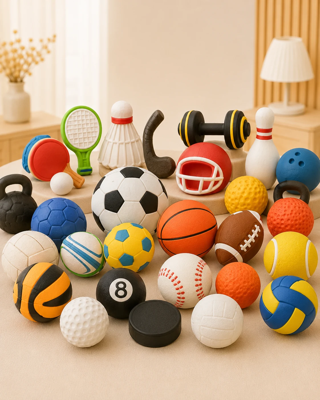 Colorful sports series latex pet toys